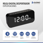Reloj Despertador Y Parlante Bluetooth Alarma Micro Sd Radio