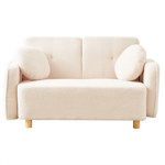 Sofá Teddy 2 Cpos Tapizado Beige Bouclé Soft 2 Almohadones Redondo