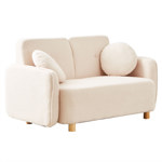 Sofá Teddy 2 Cpos Tapizado Beige Bouclé Soft 2 Almohadones Redondo