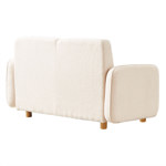 Sofá Teddy 2 Cpos Tapizado Beige Bouclé Soft 2 Almohadones Redondo