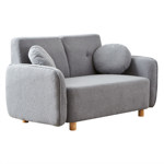 Sofá Teddy 2 Cpos Tapizado Gris Bouclé Soft 2 Almohadones Redondo