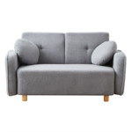 Sofá Teddy 2 Cpos Tapizado Gris Bouclé Soft 2 Almohadones Redondo