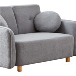 Sofá Teddy 2 Cpos Tapizado Gris Bouclé Soft 2 Almohadones Redondo
