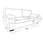 Sillón italiano 3 Cuerpos de Chenille Jumper rojo Full Confort