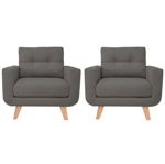 Combo 2x Sillon Sofa 1 Cuerpo Poltrona Escandinavo Pana Gris Oscuro 0.80 MTS