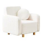 Sofá Teddy 1 Cpo Tapizado Blanco Bouclé Soft Con Almohadón Redondo