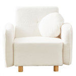 Sofá Teddy 1 Cpo Tapizado Blanco Bouclé Soft Con Almohadón Redondo