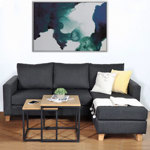 Sillón Esquinero Tiziano Compact + puff 3 Cuerpos de Chenille Jumper gris oscuro