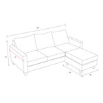 Sillón Esquinero Tiziano Compact + puff 3 Cuerpos de Chenille Jumper gris oscuro