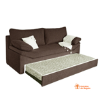 Sofá Cama Divan Dalí 3 Cuerpos de Chenille Zafiro  Chocolate Full Confort