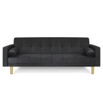 Sofá Cama 3 cuerpos 215x80 Detroit en pana antimanchas negro Fullconfort