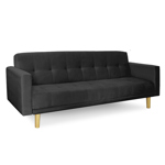 Sofá Cama 3 cuerpos 215x80 Detroit en pana antimanchas negro Fullconfort