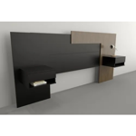 Respaldo Cabecera Regulable Mesas De Luz Flotantes 180/200cm Nogal-Negro