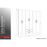 Placard Ricchezze Benevento 180 6 Puertas 2C Moro