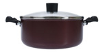 Olla Cacerola + Wok Sarten Domo Con Tapa Vidrio Linea Black