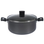 Olla Cacerola + Wok Sarten Domo Con Tapa Vidrio Linea Black