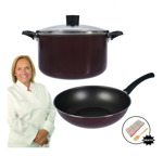Olla Cacerola 24 Tapa Vidrio + Wok 28 Domo Teflon Dolli