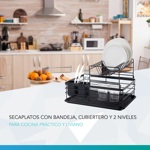 Secaplatos Escurridor Cubiertero 2 Niveles EP04 Negro