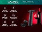 Bomba de Vacío Manual Para Vino Gadnic + 4 Tapones