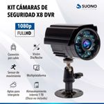 Kit Seguridad 8 Camaras Exterior Suono Dvr 1080 FHD