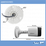 Dahua Cámara Bullet DH-HAC-B1A21P-0280B 2MP 2,8MM 1080P IP67