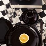 BLACK - JUEGO VAJILLA SET 42P OXFORD PORCELANA BLACK PLATO TAZA CAFÉ