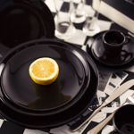 BLACK - JUEGO VAJILLA SET 42P OXFORD PORCELANA BLACK PLATO TAZA CAFÉ