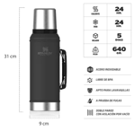 Termo Stanley Clasico 950ml Negro Con Manija Y Tapón Cebador