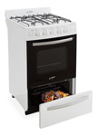 Cocina Eslabón De Lujo Efm56nb A Gas 4 Hornallas  Blanca Puerta Con Visor