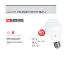 Lámpara Led 10w C/sensor Luz Dia Noche Fotocélula Tbcin