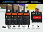 Handy Baofeng UV-5R Kit x4 Bi-Banda 8w Hasta 12km + 8 Baterías y 4 Manos Libres