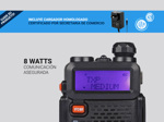 Handy Baofeng UV-5R Kit x4 Bi-Banda 8w Hasta 12km + 8 Baterías y 4 Manos Libres