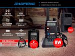 Handy Baofeng UV-5R Bi-Banda 8w 128CH c/ Funda Hasta 10km + 2 Baterías y Manos Libres