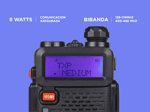 Handy Baofeng UV-5R Bi-Banda 8w 128CH c/ Funda Hasta 10km + 2 Baterías y Manos Libres
