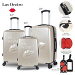 Set de 3 Valijas Las Oreiro 20,24 y 28 Pulgadas Color Champagne