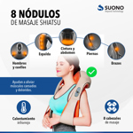 Masajeador Cervical 8 Rodillos Calor Relajante Anti Stress