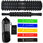 Kit Rolo Yoga Fitnes + Bandas Resistencia + Palo Masajeador