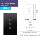 Tecla de Pared Smart Táctil 3 Canales Macroled Alexa Siri +