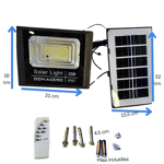 Reflector Led 25w con Panel Solar Exterior + Control Remoto