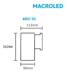 Aplique Exterior Led Macroled Aecn-x1 Cuadrado Unidirec Gu10