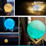 Lámpara Velador De Mesa Esfera Luz De Luna 3d Colores