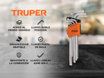 Juego 7 Llaves Allen Largas Std Punta Bola Organizador Acero Truper
