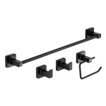 Set de Accesorios Para Baño Gadnic 4 Piezas Negro Matte 