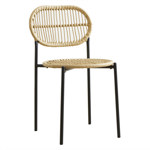Silla De Comedor Cocina En Hilo Sintético Simil Bambú Y Caño NEGRO