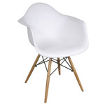 Sillón Eames Cocina Comedor Plástico Y Patas De Madera Blanco