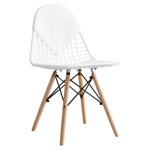Silla Bertoia Eames Nórdica Patas De Madera Cocina Comedor Blanco