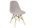 Silla Eames Tapizado En Lino Gris Patas Madera