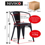 Silla De Comedor Tolix Reforzada De Hierro 4 Unidades Niviko