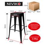 Taburete Banqueta Alta Set X4 Reforzada Tolix Metal Niviko