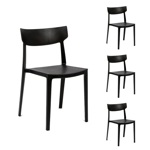 Sillas Living Comedor Combo x4 PVC Color Negro SC01